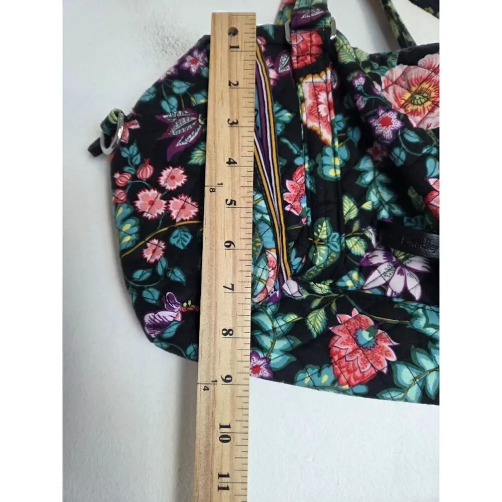 Vera Bradley Black Multicolor Floral Print Iconic 100 Tote Handbag One Size